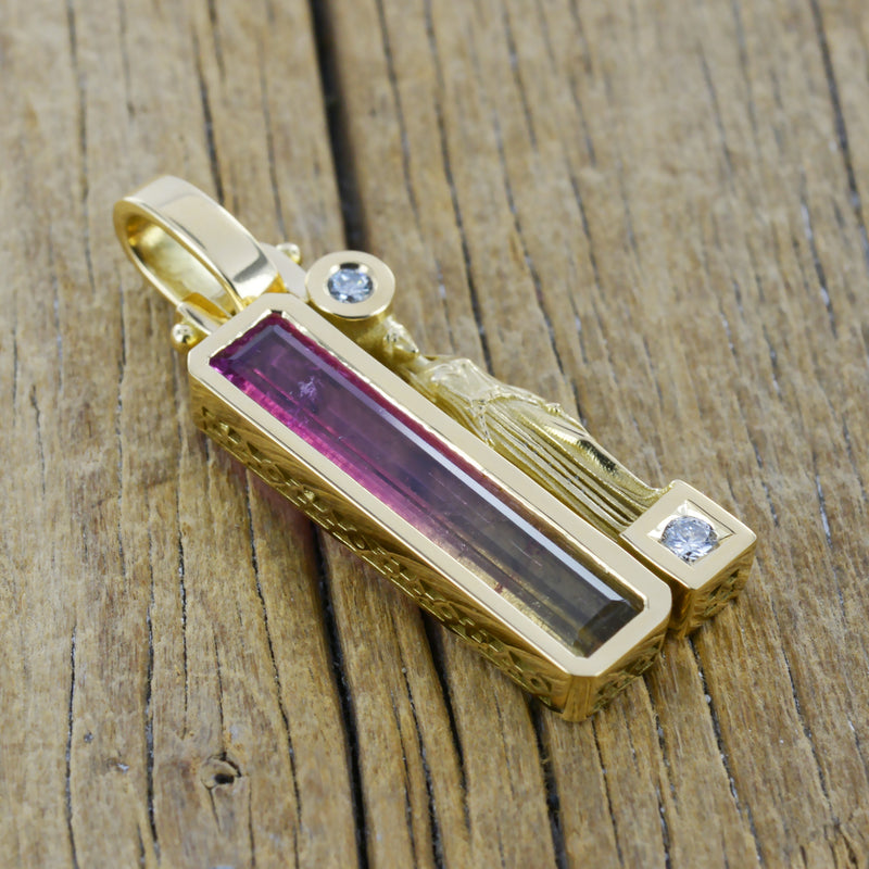 Pendentif Tourmaline et diamants