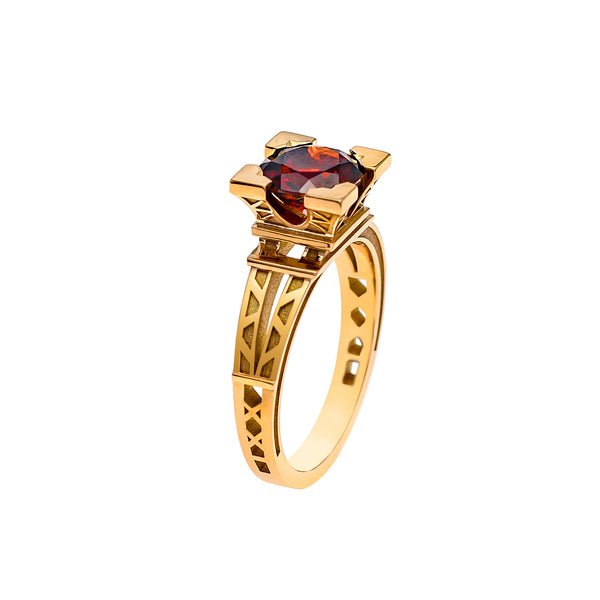 Bague Or 18 Carats Avec 2 Grenats - Bijou Occasion Poids 13,13g