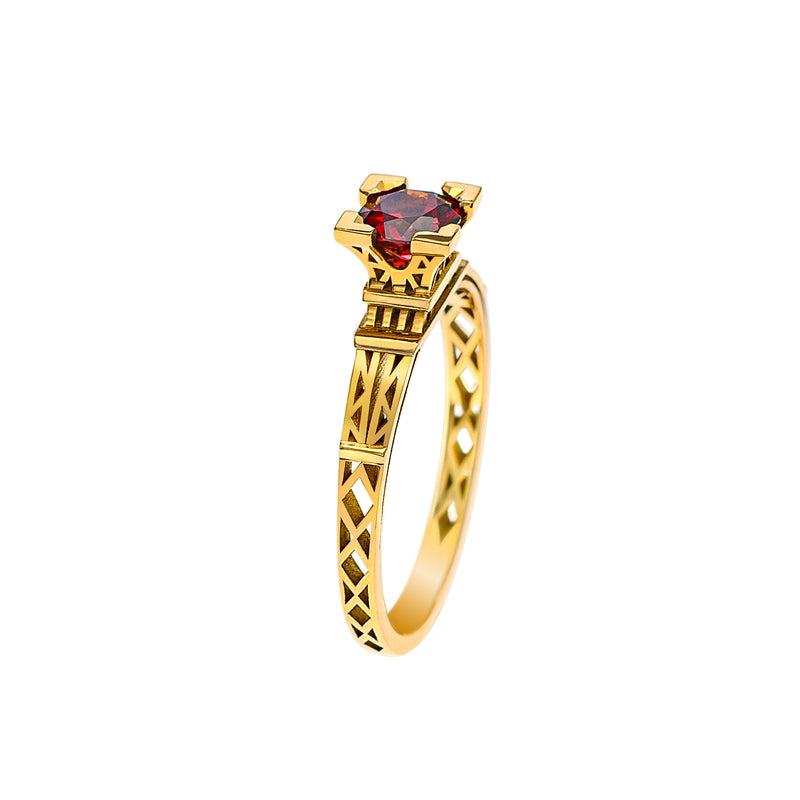 Bague French Kiss en or et grenat rouge 5 mm