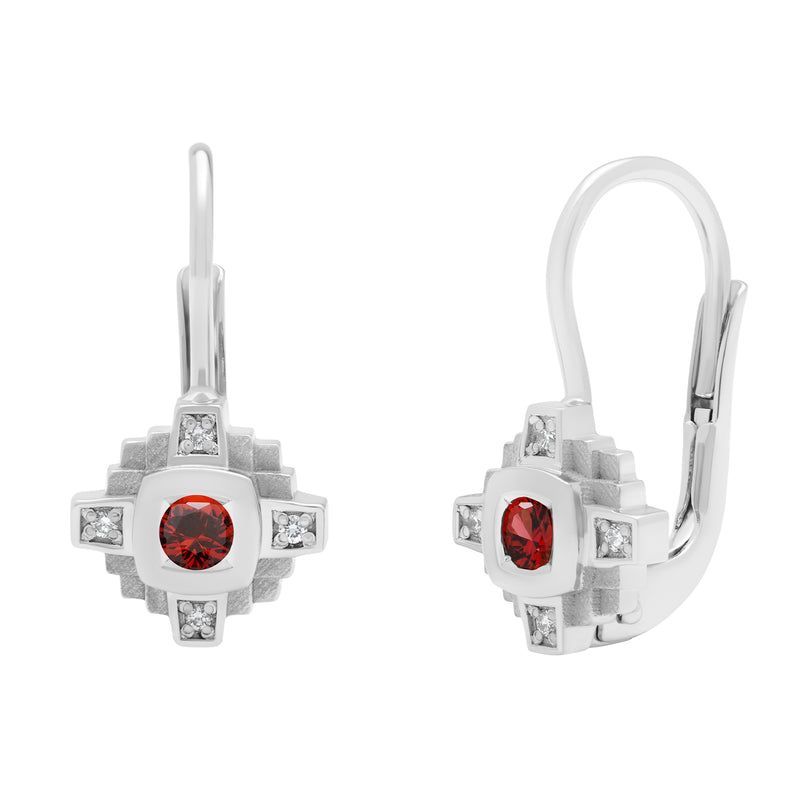 Boucles d'oreilles en or saphir rouge et diamants Esther