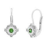 Boucles d'oreilles en or tsavorite verte et diamants Esther