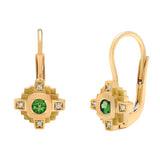 Boucles d'oreilles en or tsavorite verte et diamants Esther