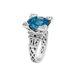 Bague Solitaire French Kiss XL en or avec Topaze bleue