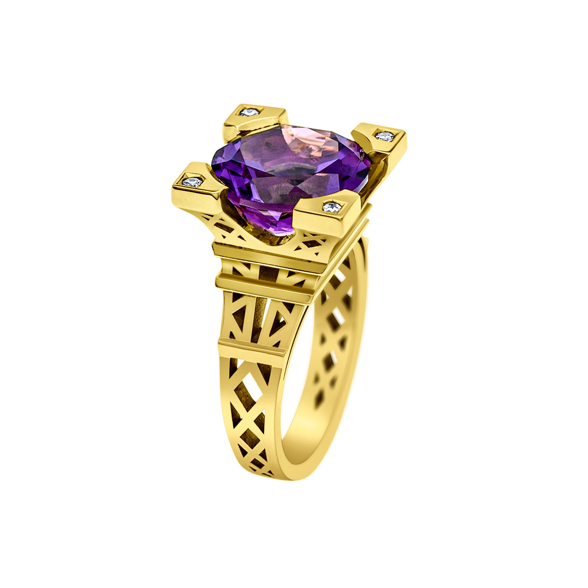 Bague Solitaire French Kiss XL en or avec Améthyste