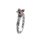 Bague French Kiss en or et grenat rouge 5 mm et diamants
