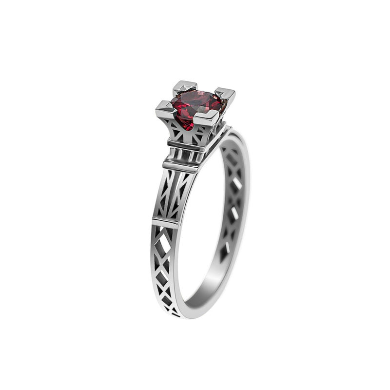 Bague French Kiss en or et grenat rouge 5 mm