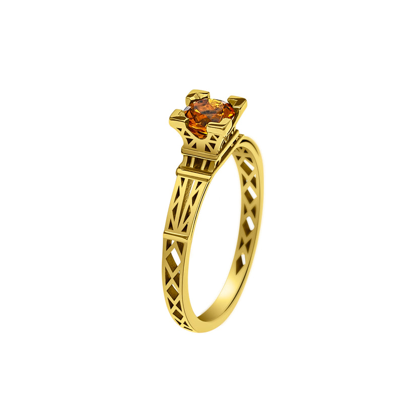Bague French Kiss en or et Citrine orange 5 mm