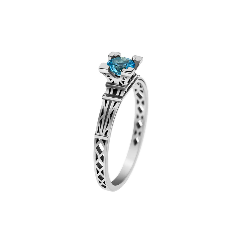 Bague French Kiss en or et Topaze Bleue 5 mm