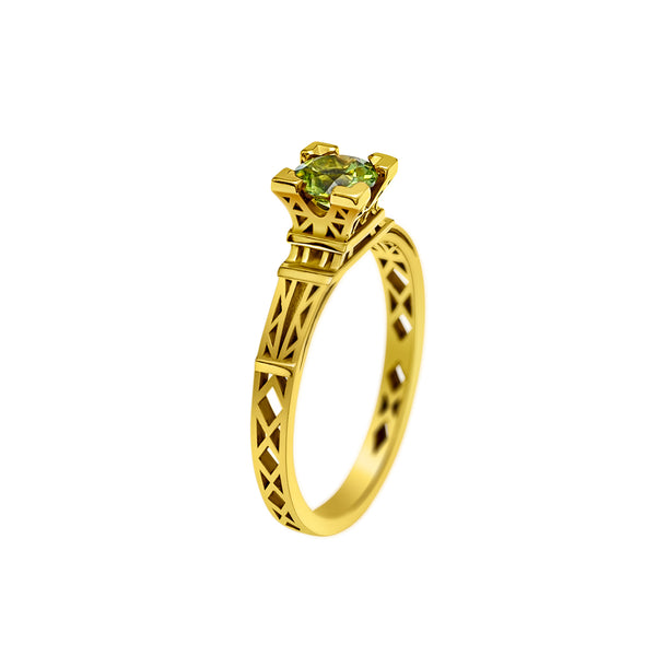 Bague French Kiss en or et Peridot vert 5 mm