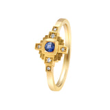 Bague Esther Saphir bleu 3 mm et diamants