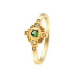 Esther Tsavorite green 3 mm and diamonds ring
