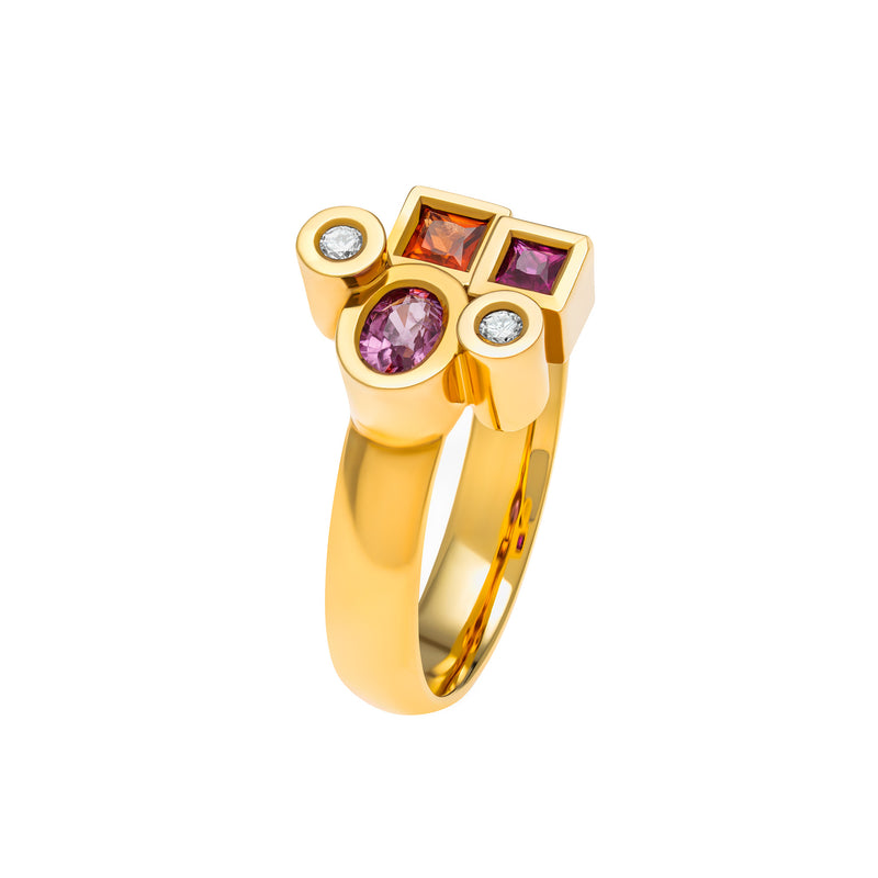 Bague Marélie extra small rose en or, diamants et saphirs