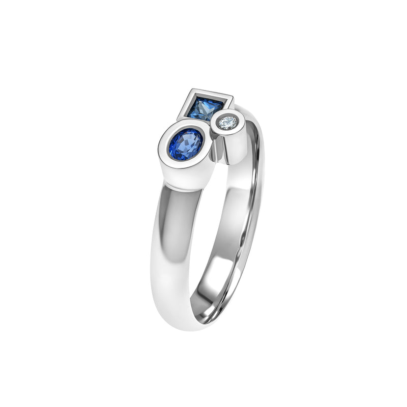 Bague Marélie extra small bleue en or, diamant et saphirs