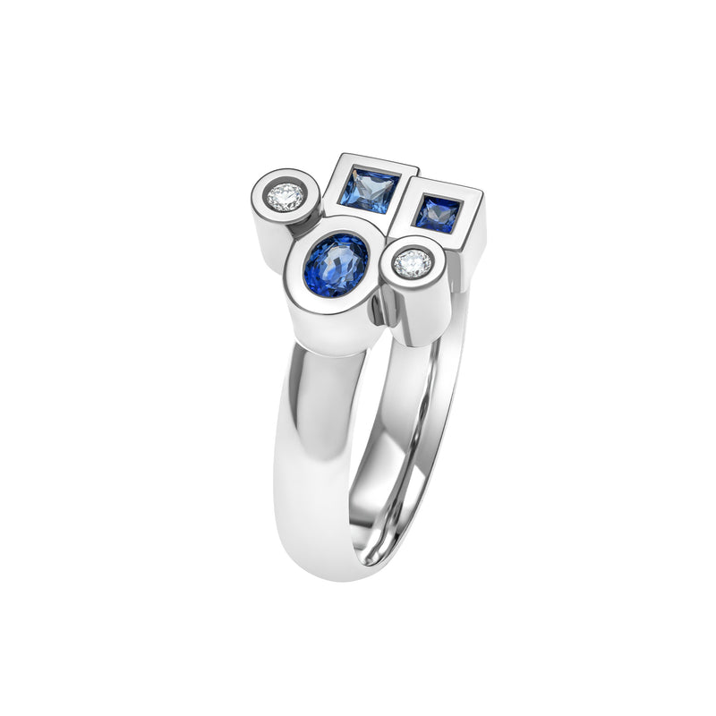 Bague Marélie extra small bleue en or, diamant et saphirs