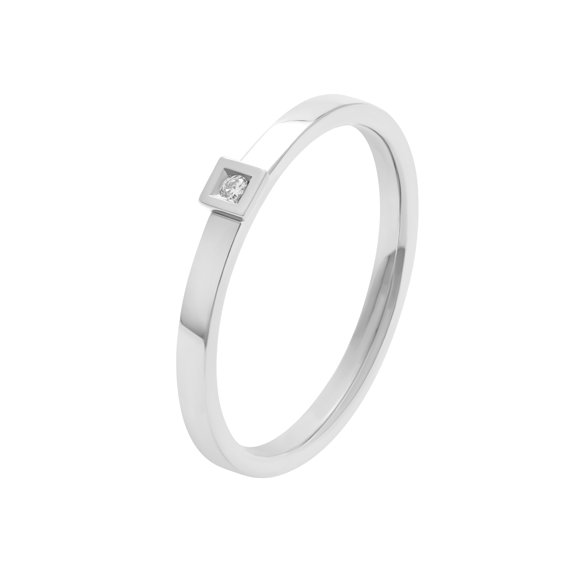 Bague Solitaire Alchimie carré diamant en or