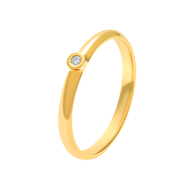 Solitaire Alchimie round  diamond and gold ring