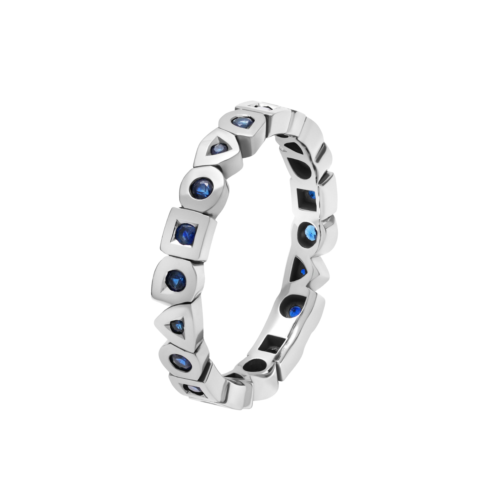 Bague alliance alchimie en or saphir bleu avec 21 saphirs