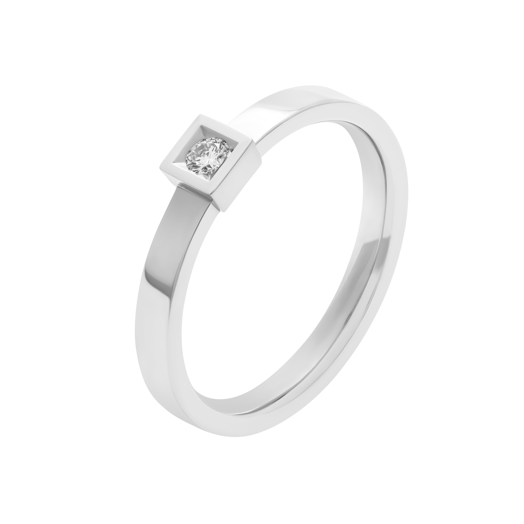 Solitaire ring Alchimie square  in 0.07 ct diamond gold