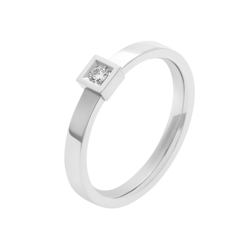 Bague Solitaire Alchimie carré en or diamant 0,07 ct