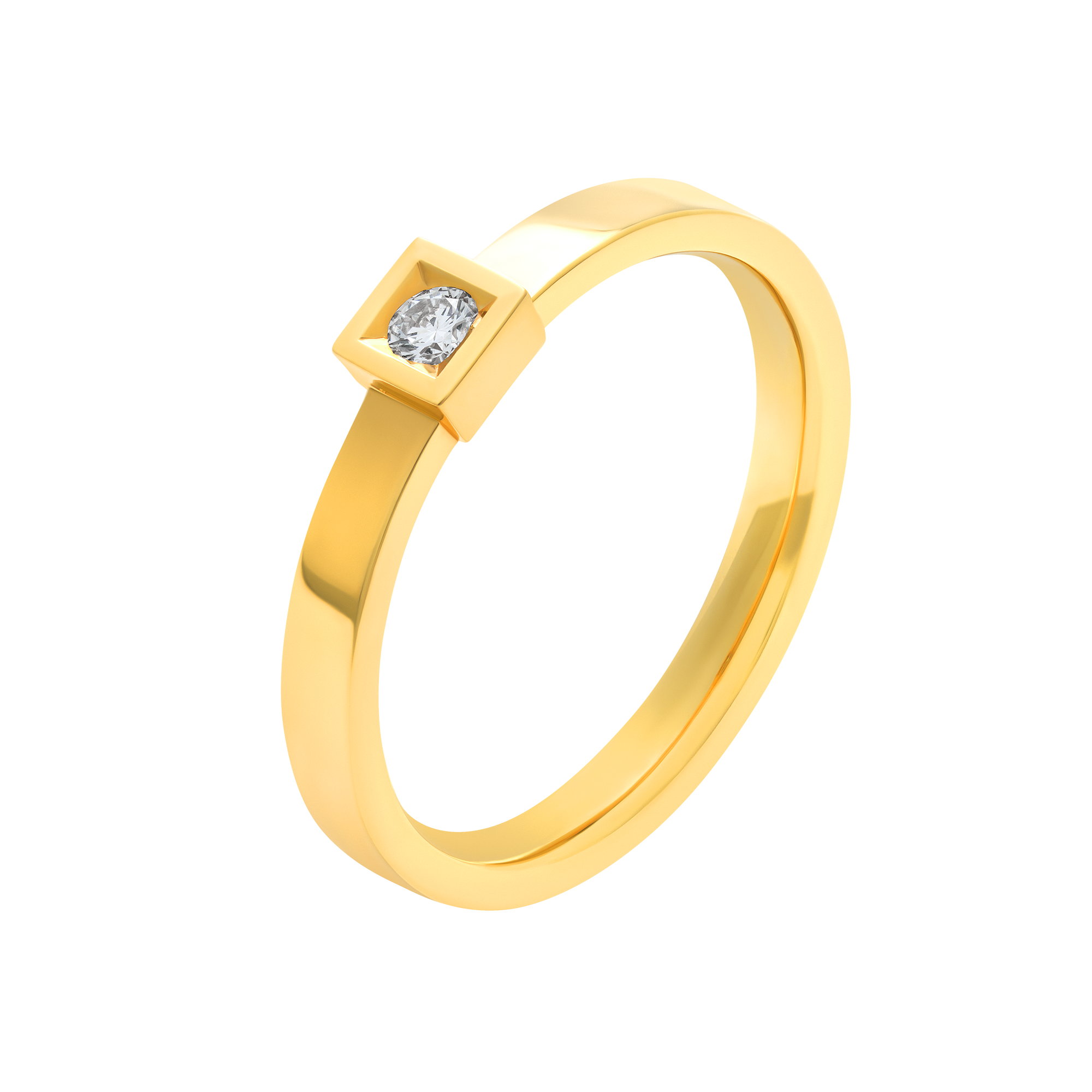 Solitaire ring Alchimie square  in 0.07 ct diamond gold