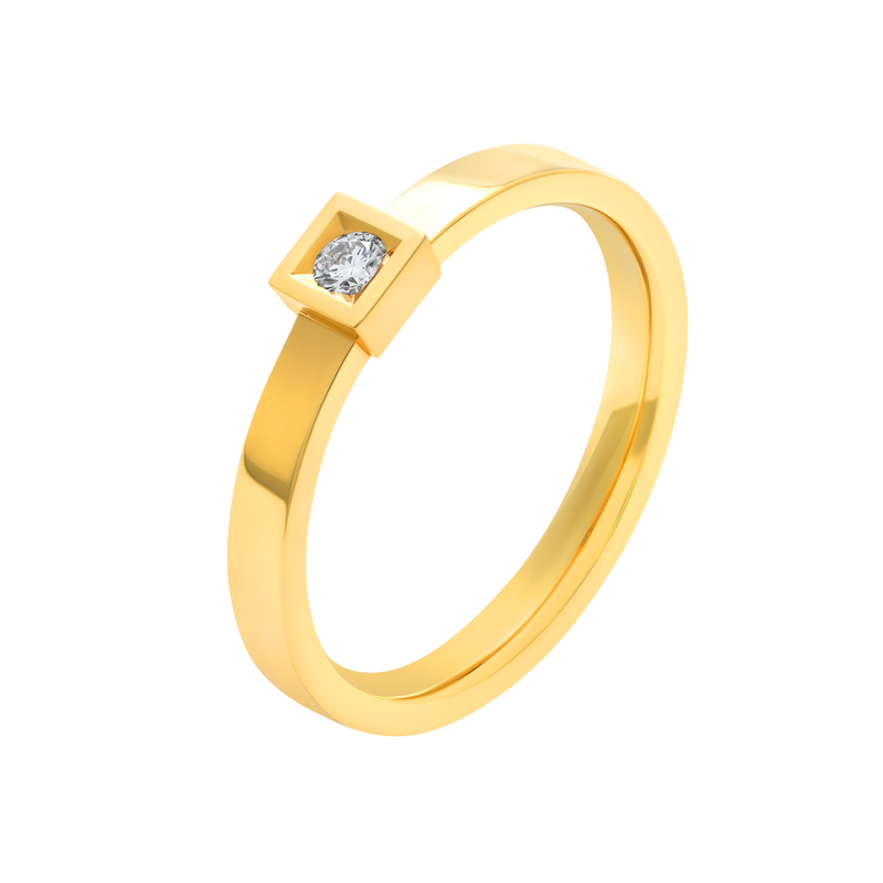 Bague Solitaire Alchimie carré en or diamant 0,07 ct