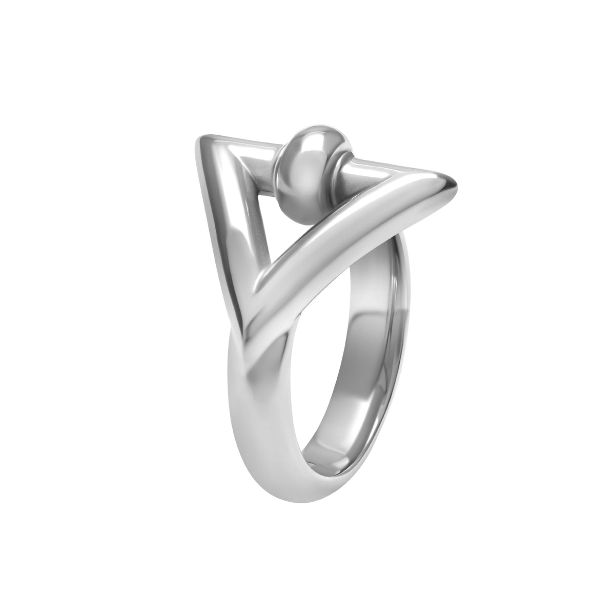 Bague En Argent Massif Avec Trio De Zirconiums Triangle - Taille 53 - Occasion