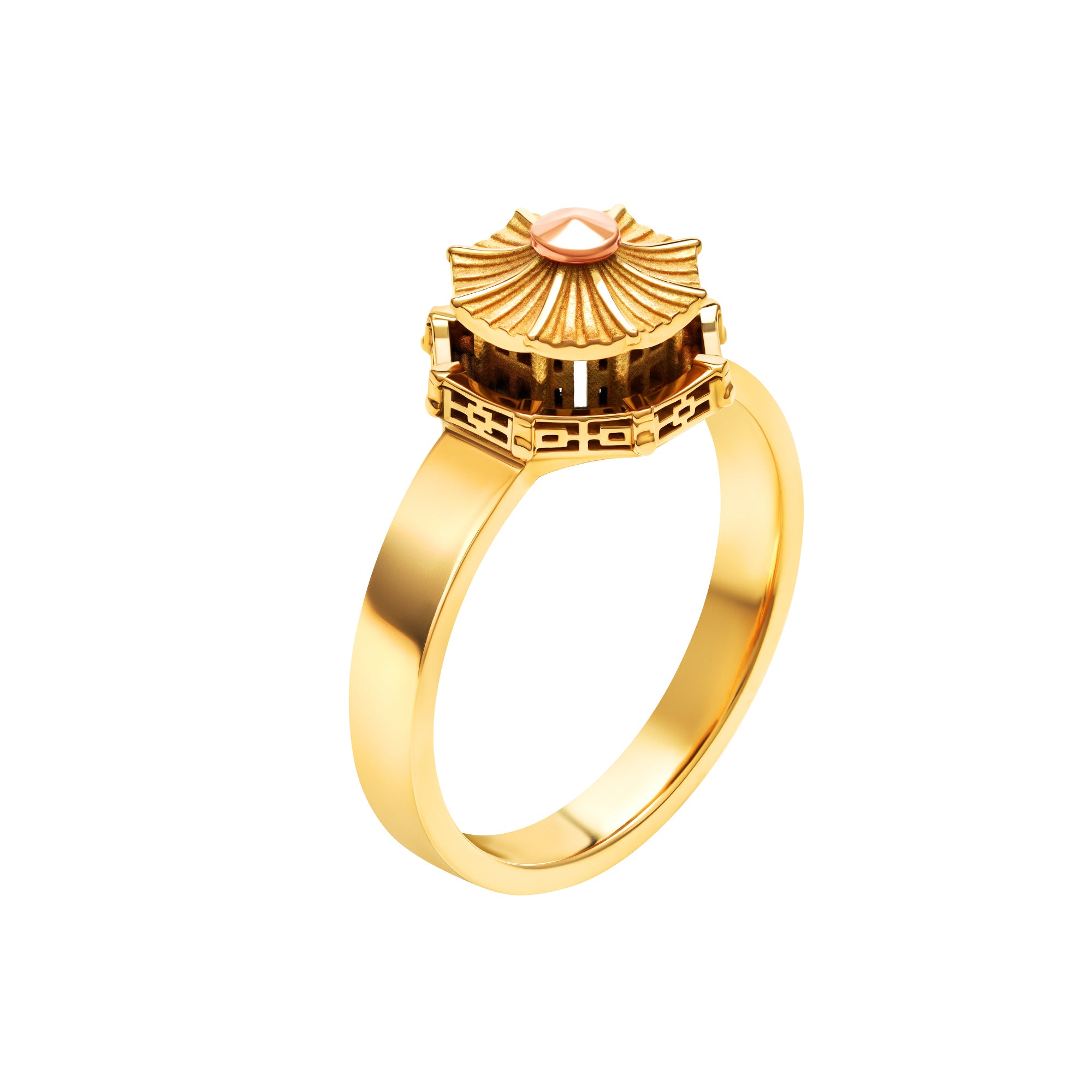 architecture Chinese Pagoda Baby ring in gold