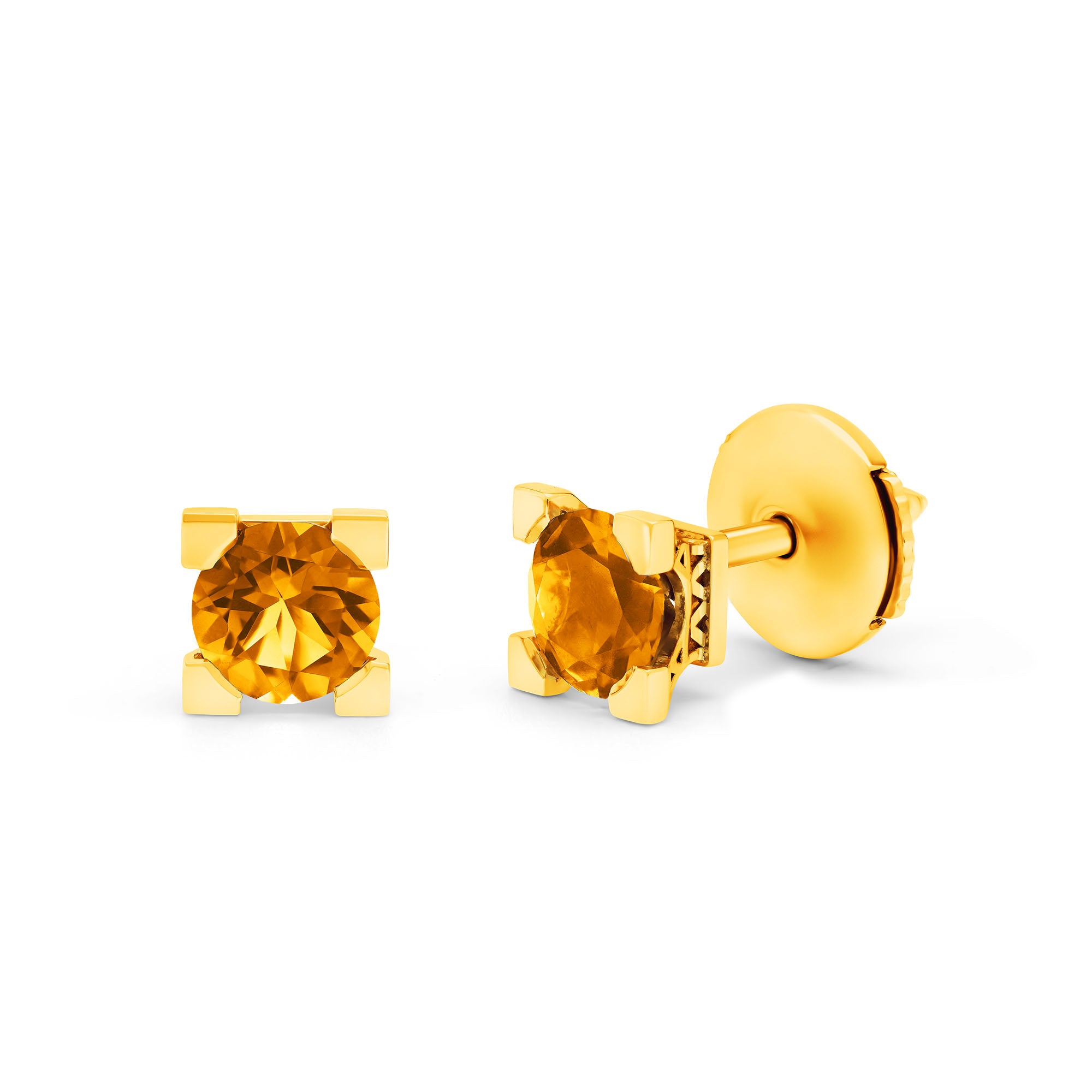 Boucles d'oreilles French Kiss en or et citrine