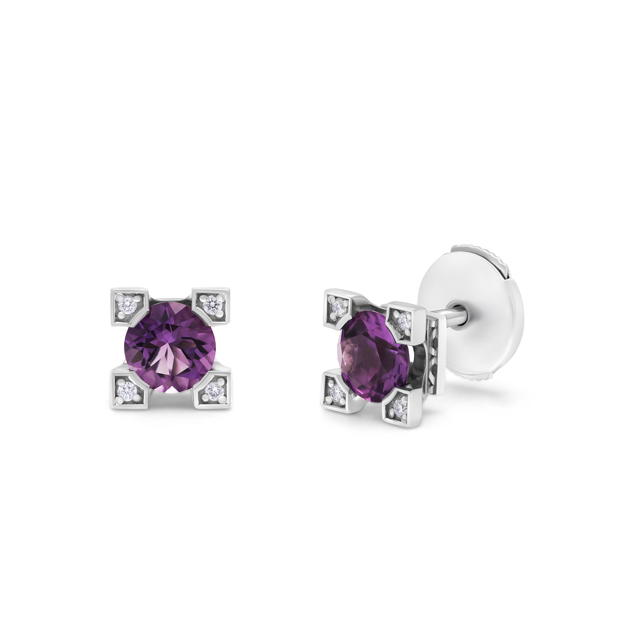 Boucles d'oreilles French Kiss en or améthyste et diamants