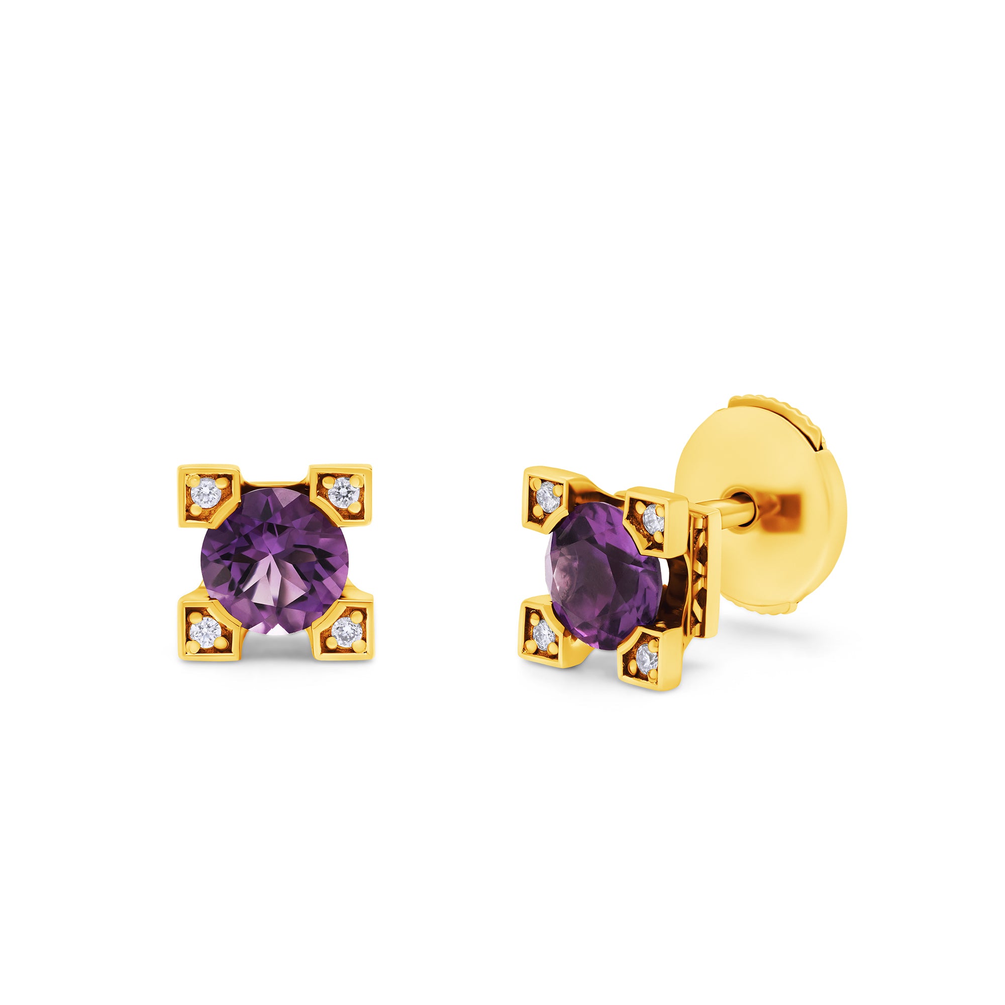 Boucles d'oreilles French Kiss en or améthyste et diamants