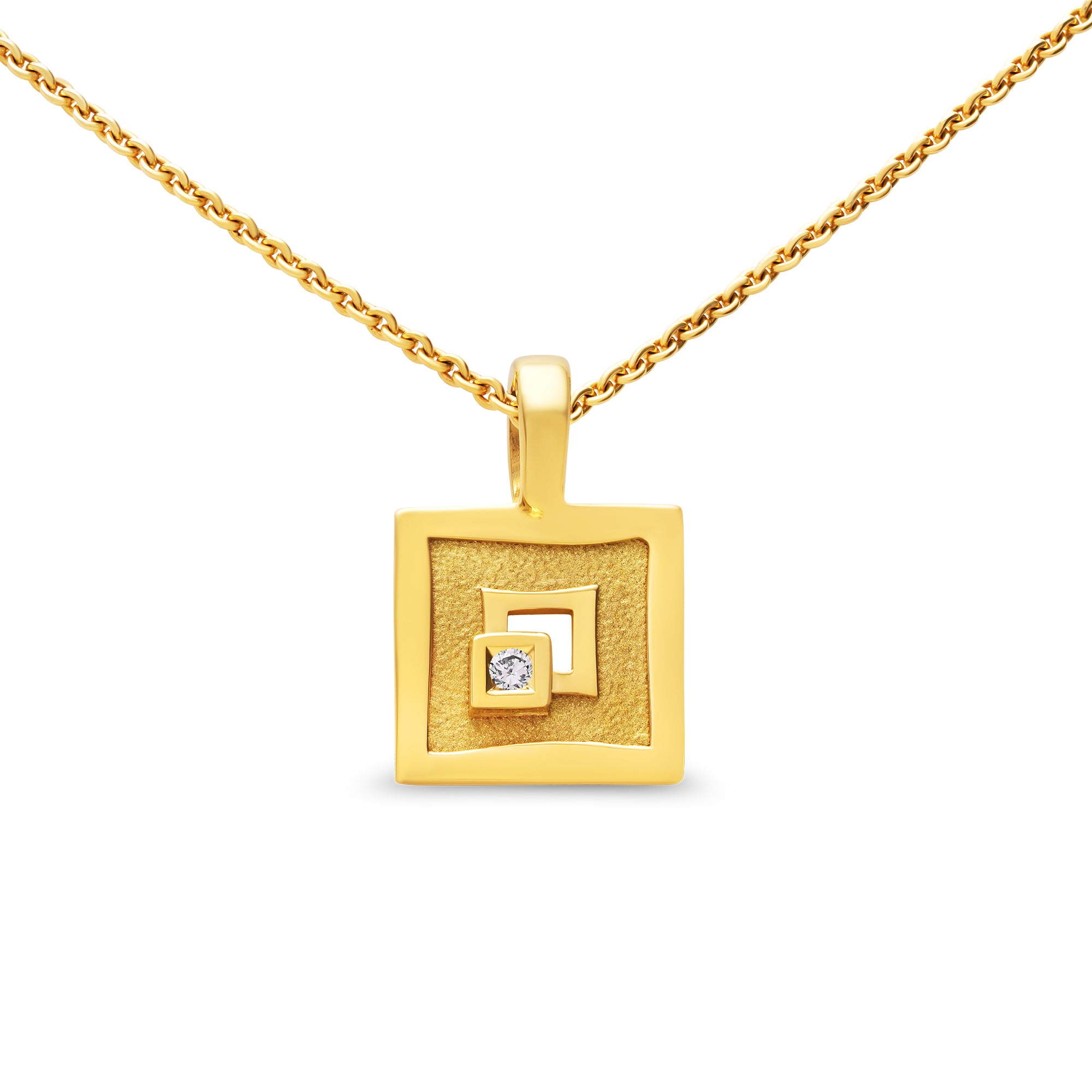 Pendentif astrée carré baby en or avec un diamant