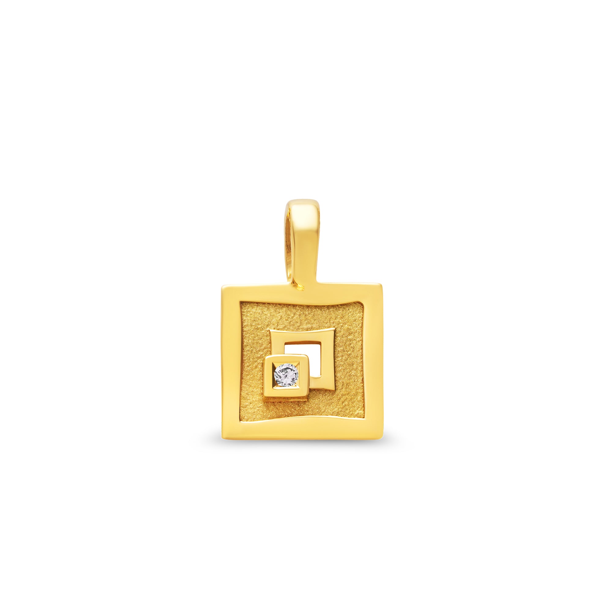 Pendentif astrée carré baby en or avec un diamant