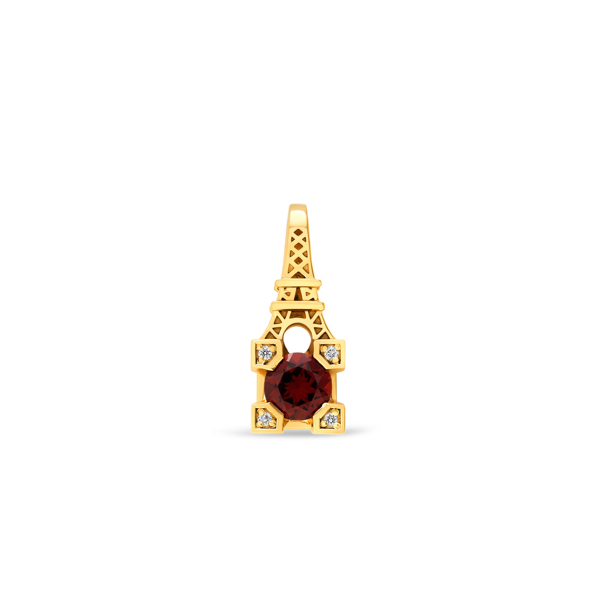 Pendentif French Kiss en or grenat et diamants