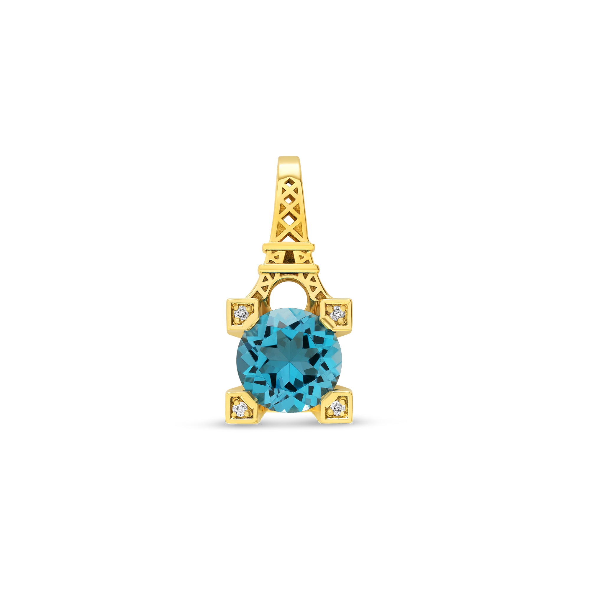 Pendentif French Kiss en or topaze et diamants