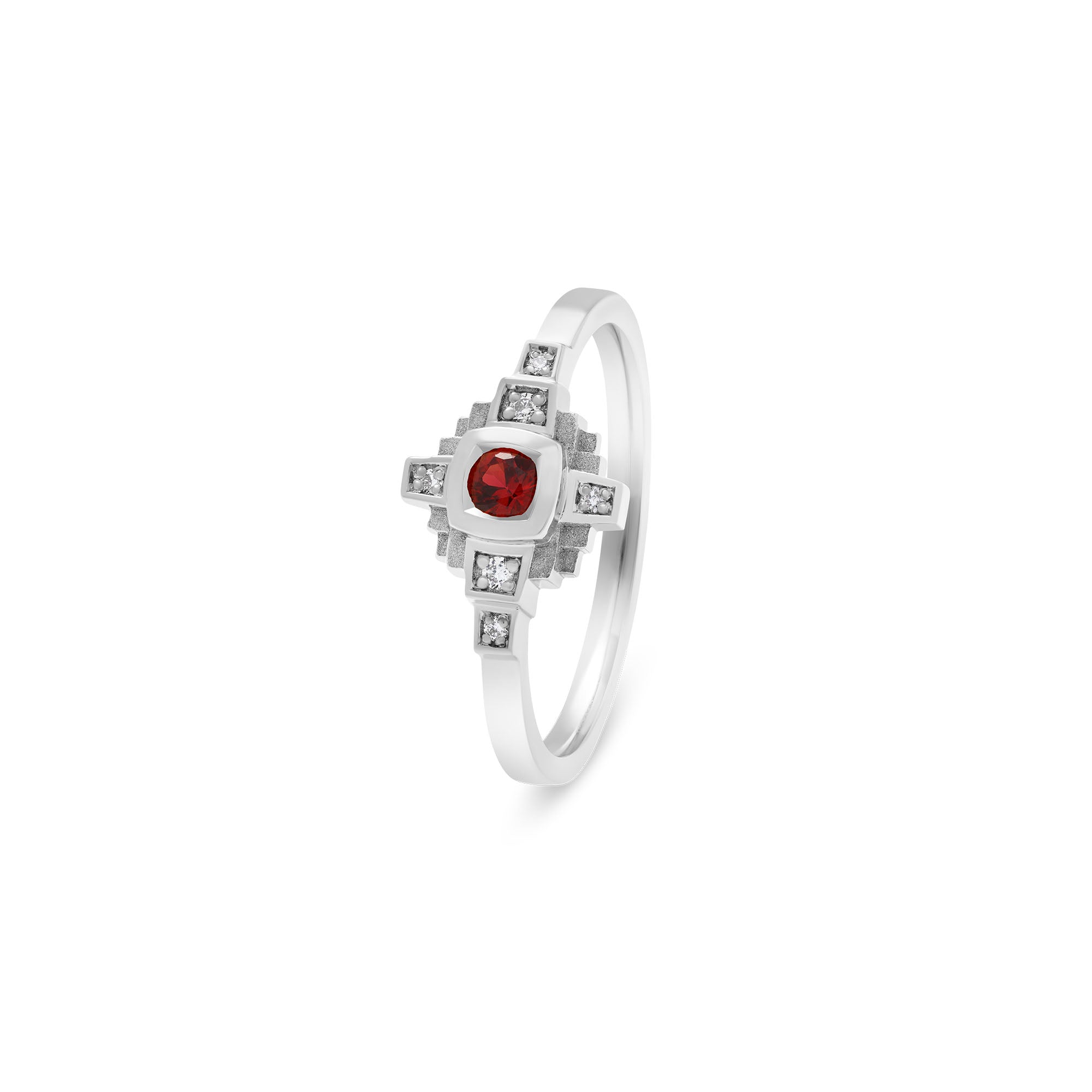 Esther ring 3 mm red sapphire and diamonds
