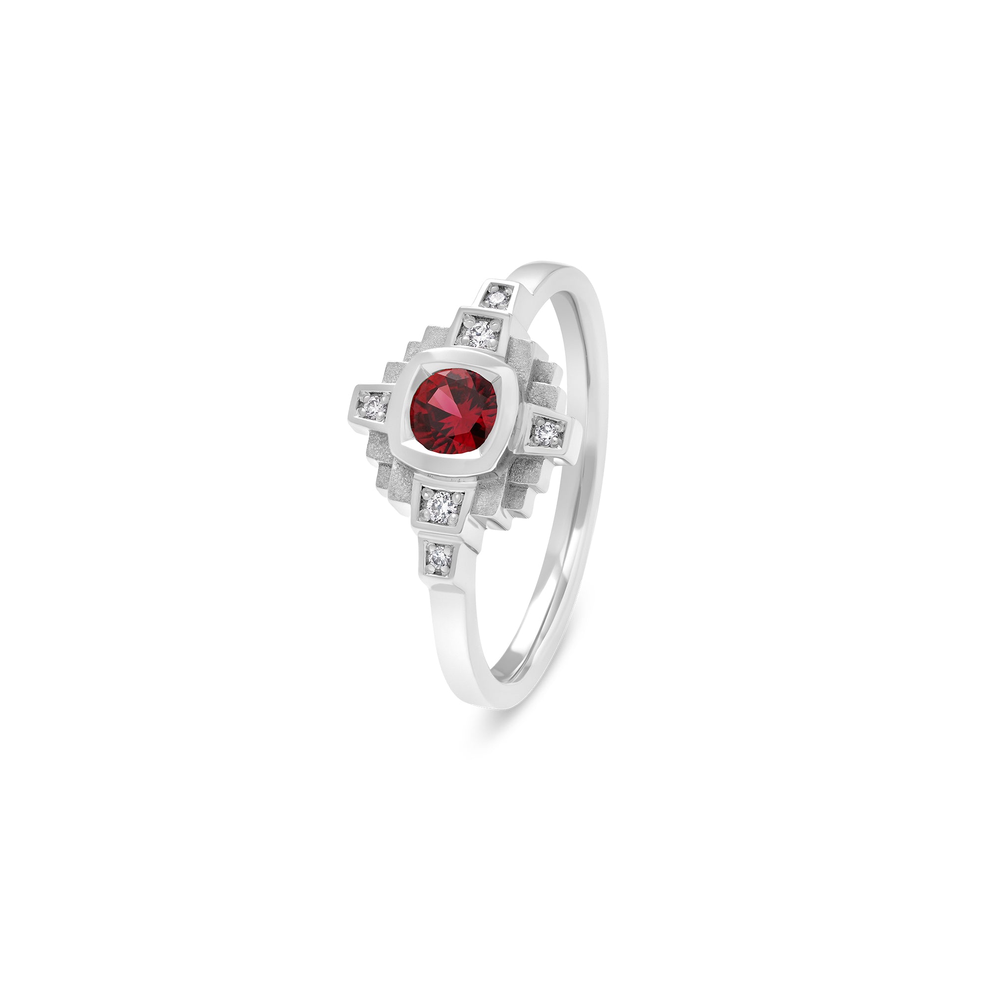 Bague Esther Saphir rouge 4 mm et diamants