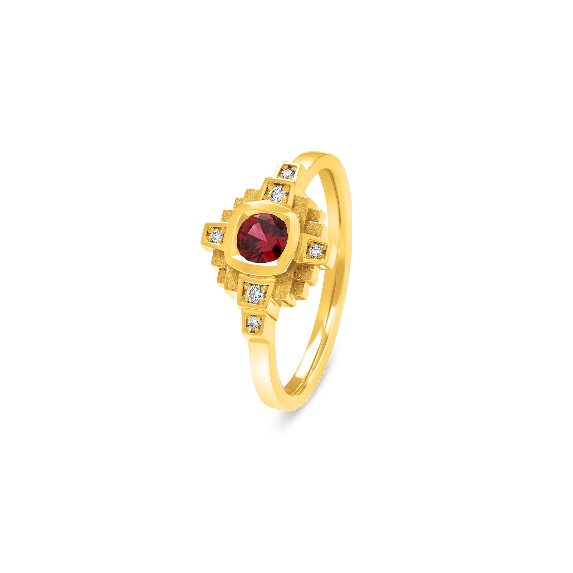 Bague Esther Saphir rouge 4 mm et diamants
