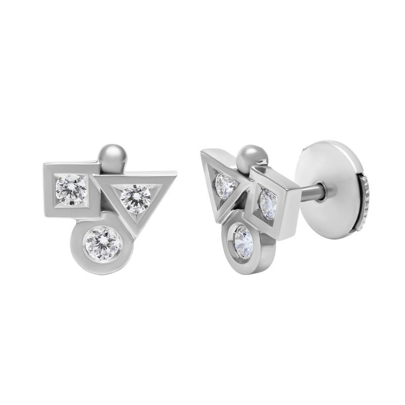 Boucles d'oreilles Cubisme Trilogie diamants en or