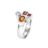 Bague Marélie small rouge-orangé en or, diamant, saphirs et rubis