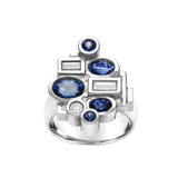 Blue Carambola ring in white gold