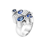Blue Carambola ring in white gold