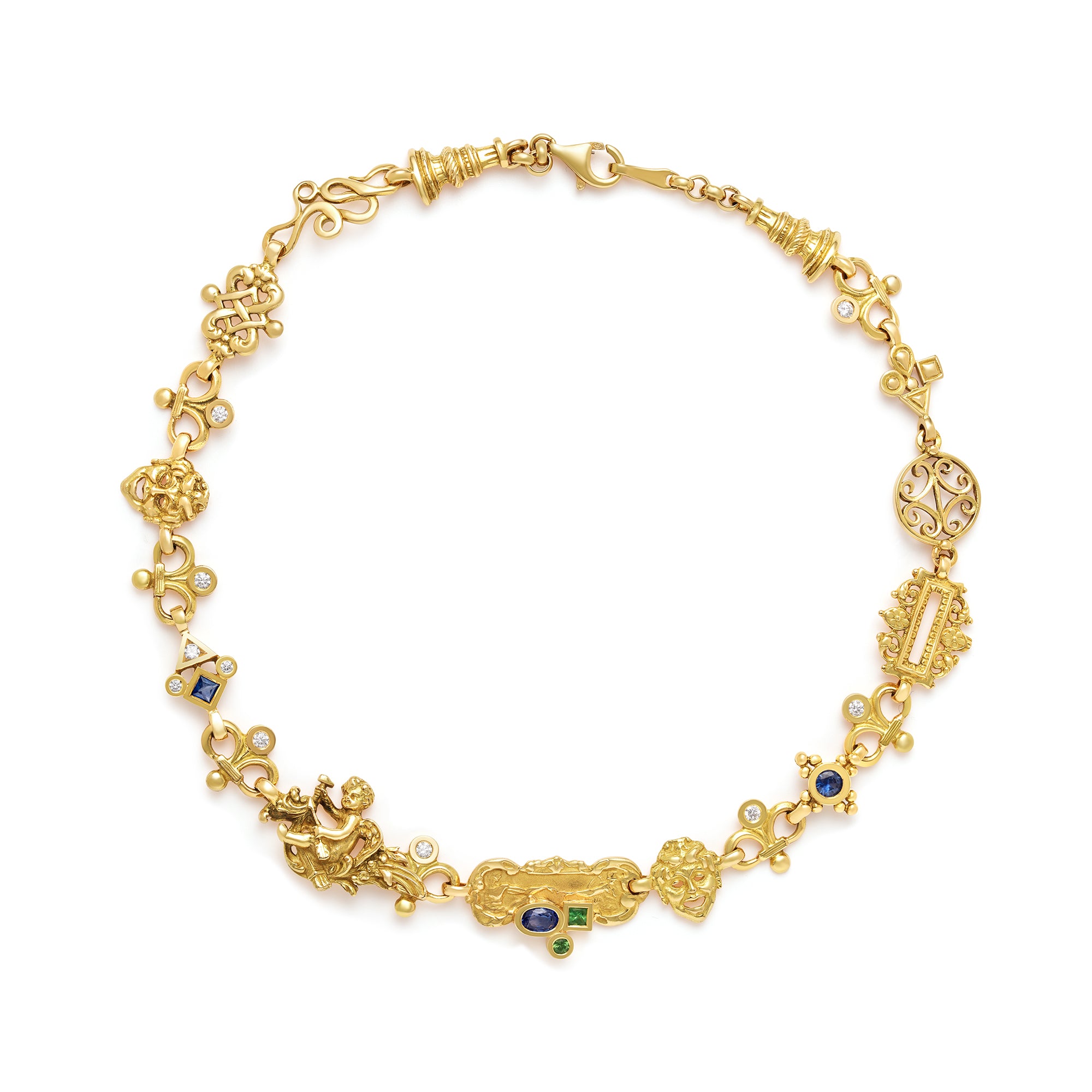 Collier Marélie Baroque bleu en or Tournaire