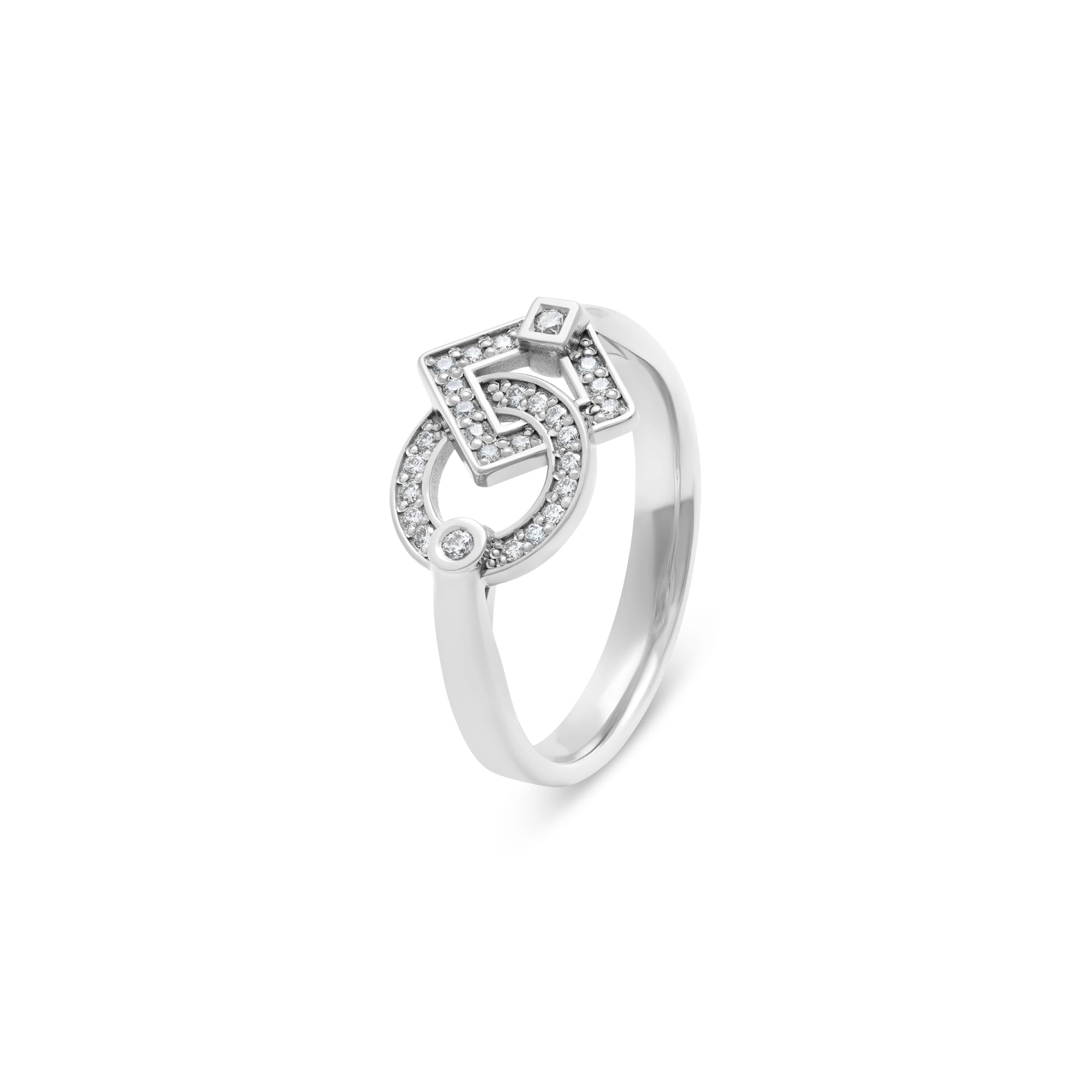 Bague Inséparables en or et pavage diamants