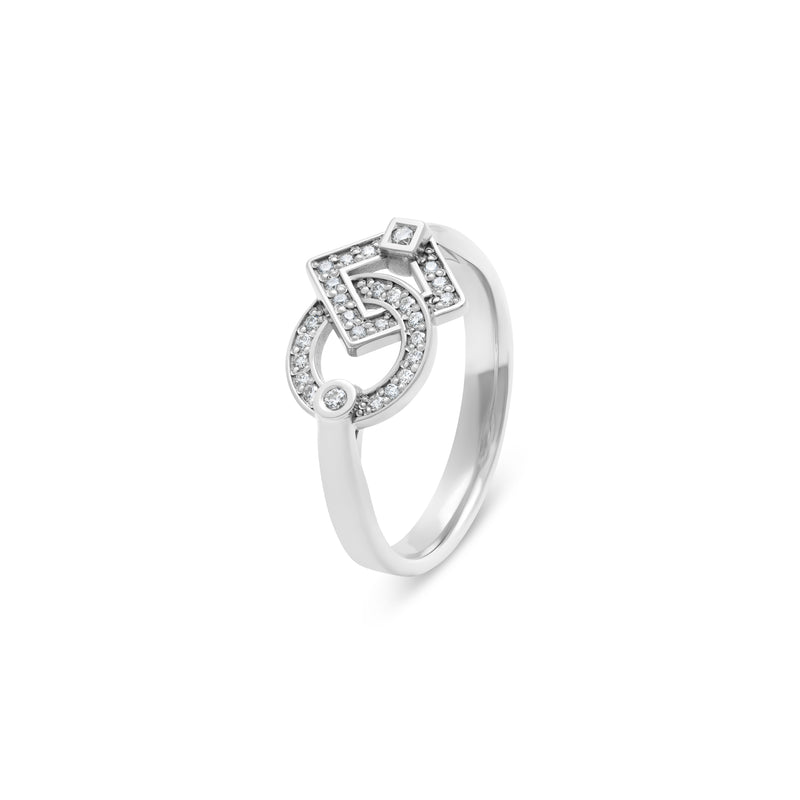 Bague Inséparables en or et pavage diamants