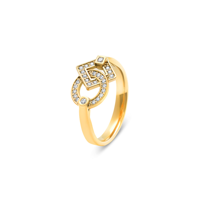 Bague Inséparables en or et pavage diamants