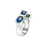 Bague Marélie médium bleue en or, diamant et saphirs