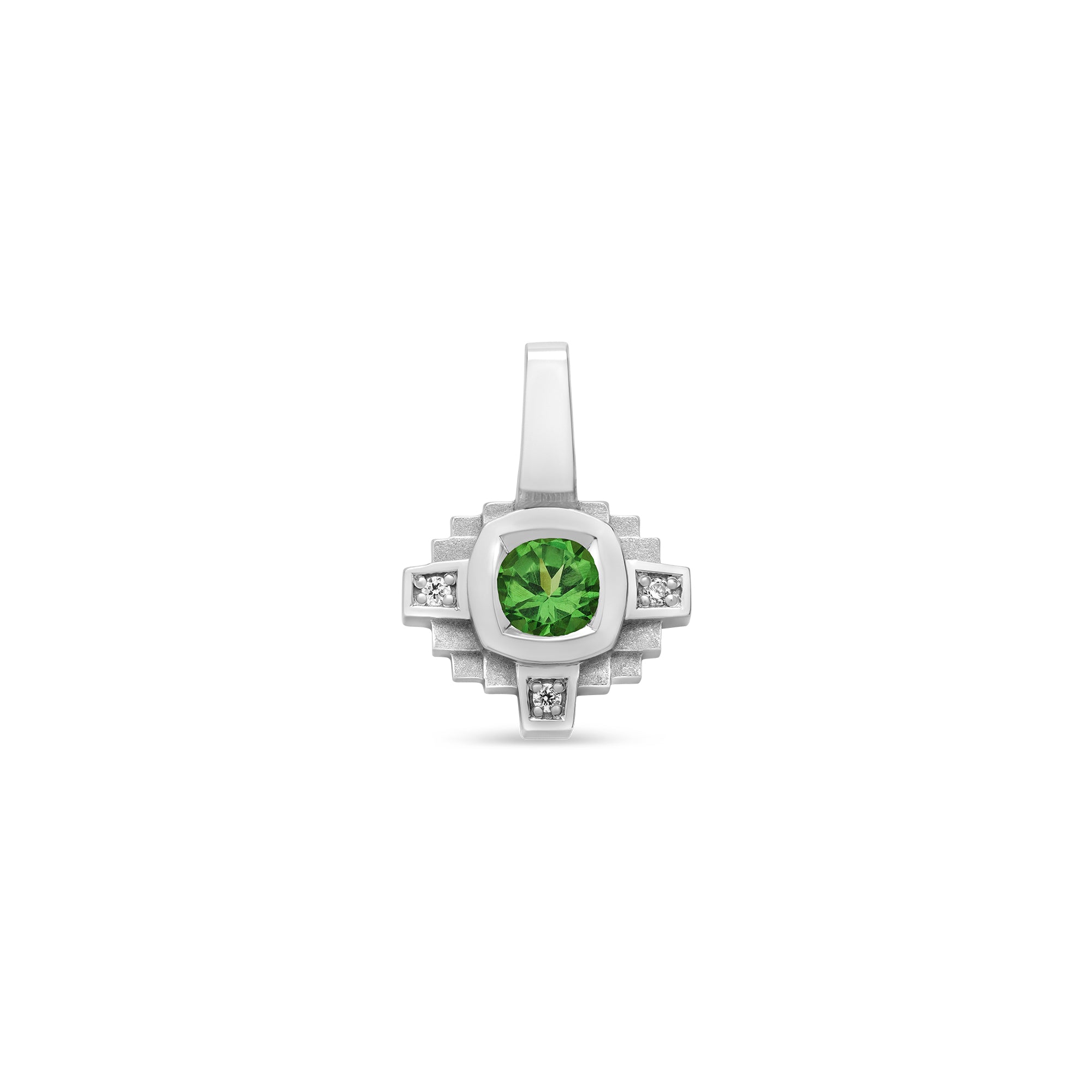 Pendentif Esther Tsavorite verte 4 mm et diamants