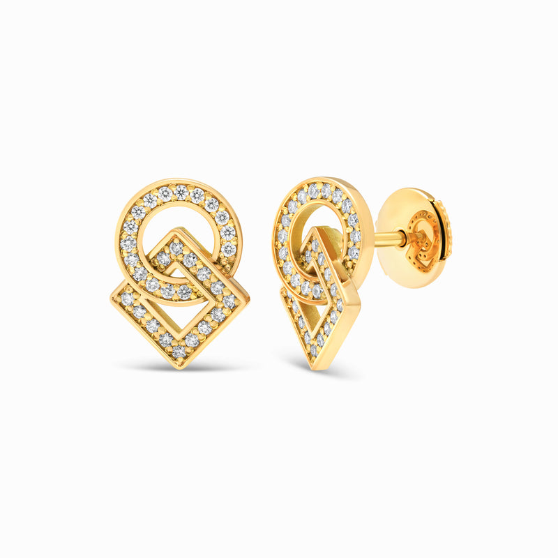 Boucles d'oreilles Inséparables en or et pavage diamants
