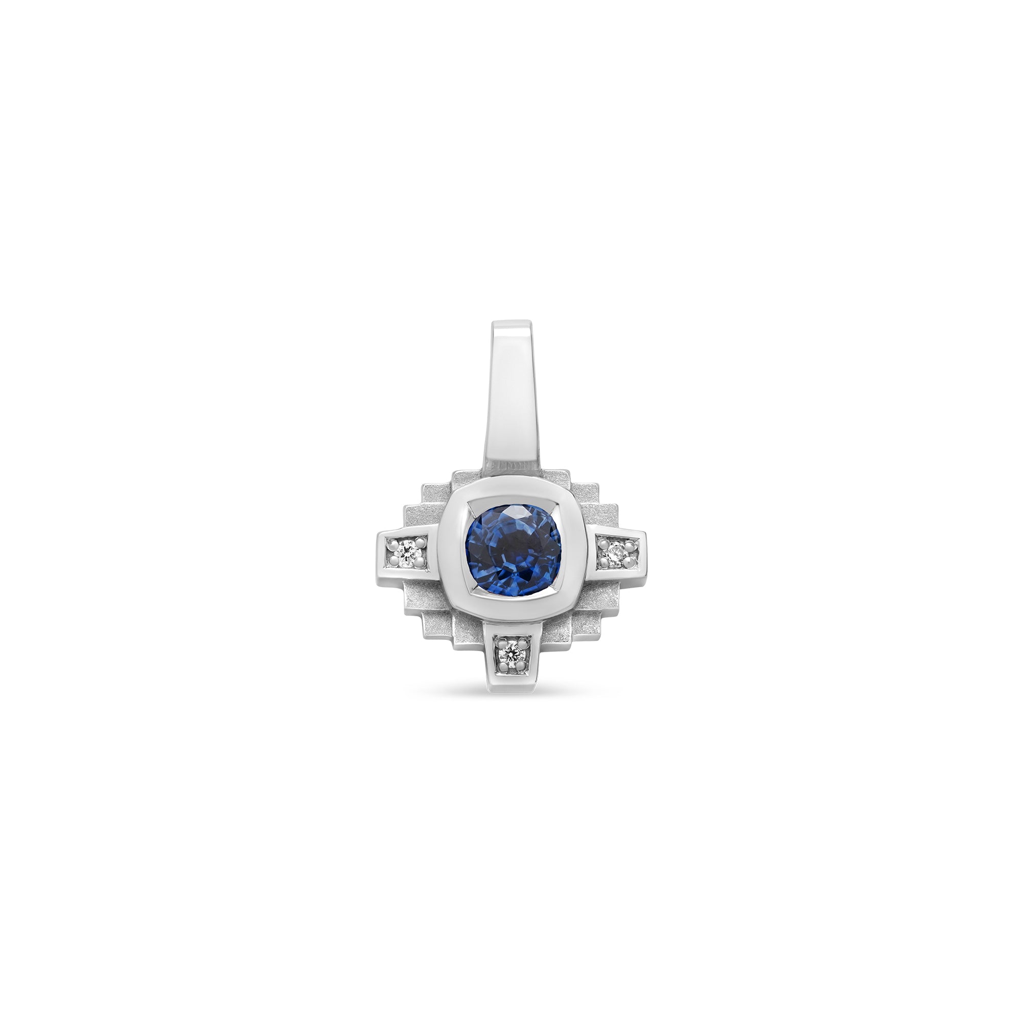 Pendentif Esther Saphir bleu 4 mm et diamants
