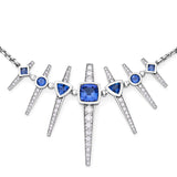 Collier diamants saphirs et tanzanite en or blanc